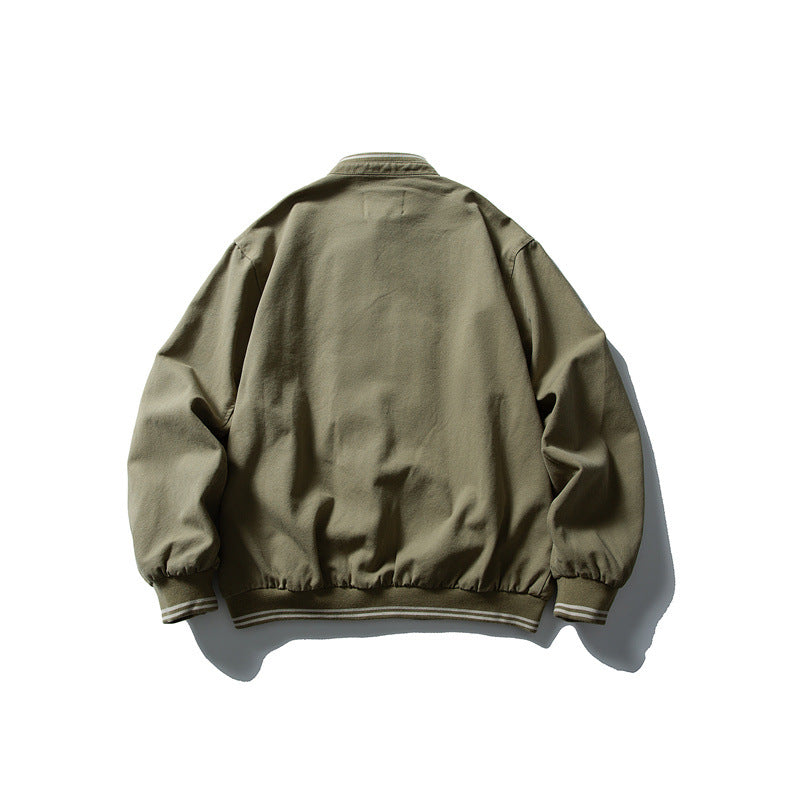 Unisex Kastig cut cotton canvas bomber jacket with stand-up collar and ribbed hem Chichicherry