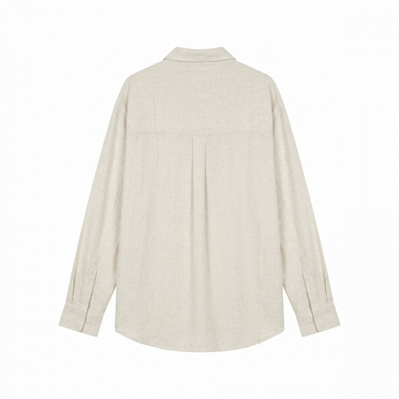Men's Lightweight Oversized Linen Shirt with Kent Collar and Rounded Hem Chichicherry