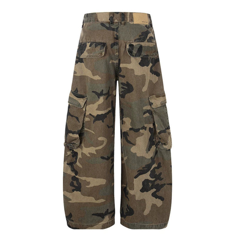 Women's wide cargo pants in camouflage print with multi-pockets Chichicherry