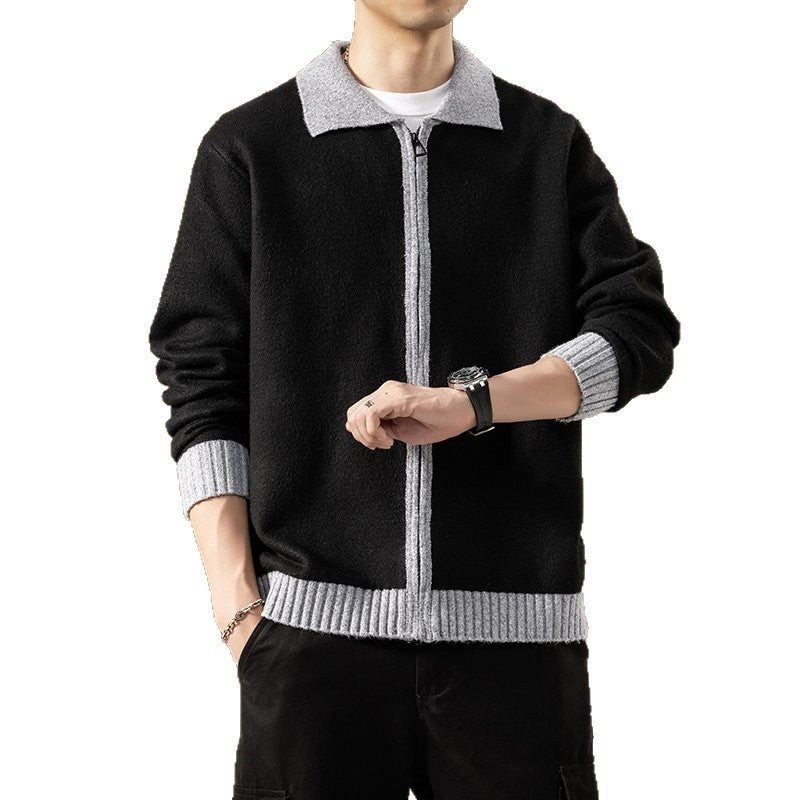 Men's cardigan with full zip and contrasting ribbed hem Chichicherry
