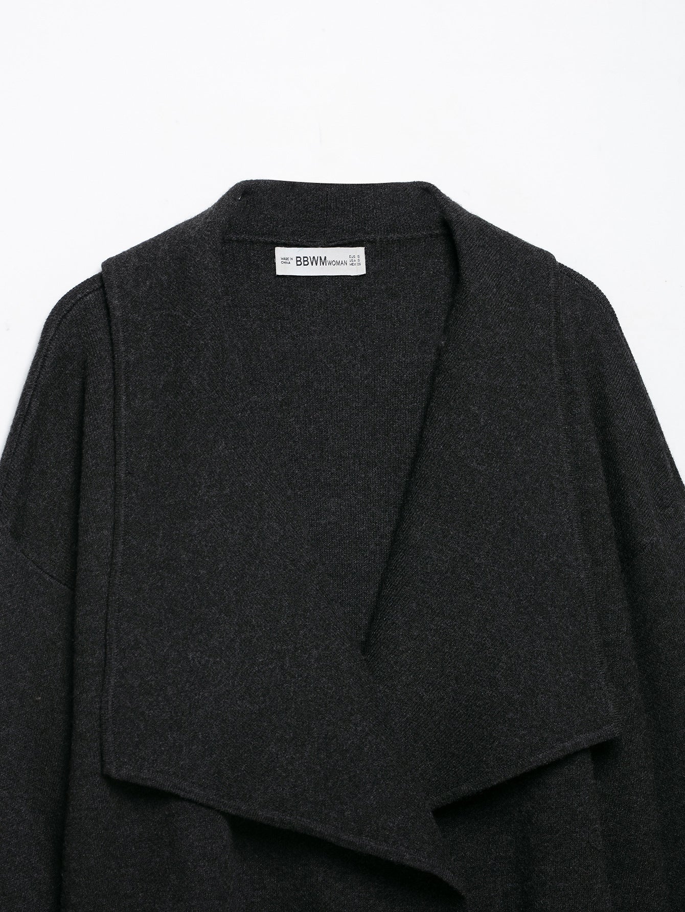 Women's short cut open wool blend cardigan with large shawl collar and boxy cropped silhouette Chichicherry