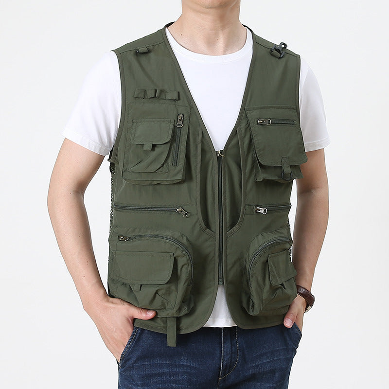 Men's multifunctional utility fishing vest with numerous zip and flap pockets Chichicherry