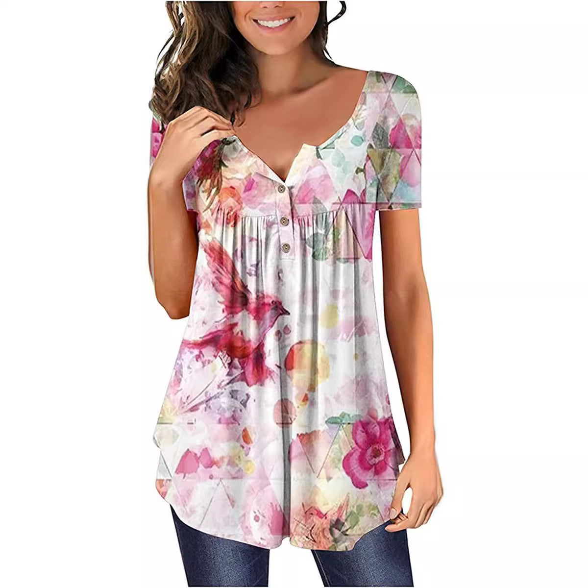Women's Tunic Women's U-Neck Print