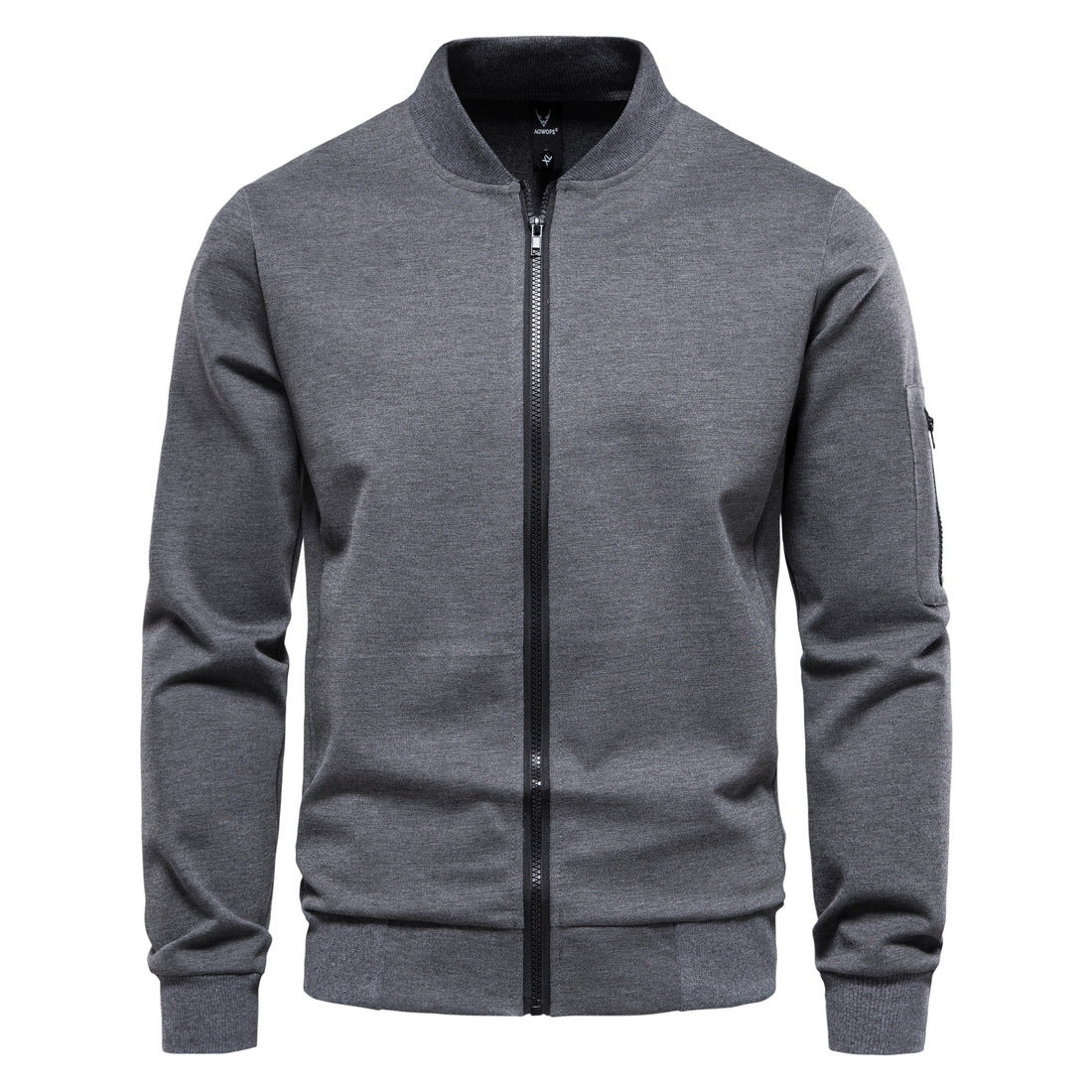 Men's Slim Bomber Jacket with Full Zip, Arm Pocket and Ribbed Cuffs Chichicherry