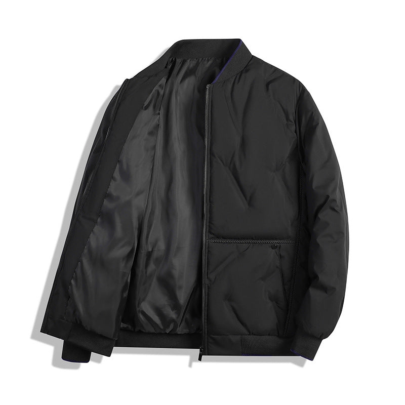 Men's Minimalist Thermal Bomber Jacket with Smooth Lining and Concealed Zipper Placket Chichicherry