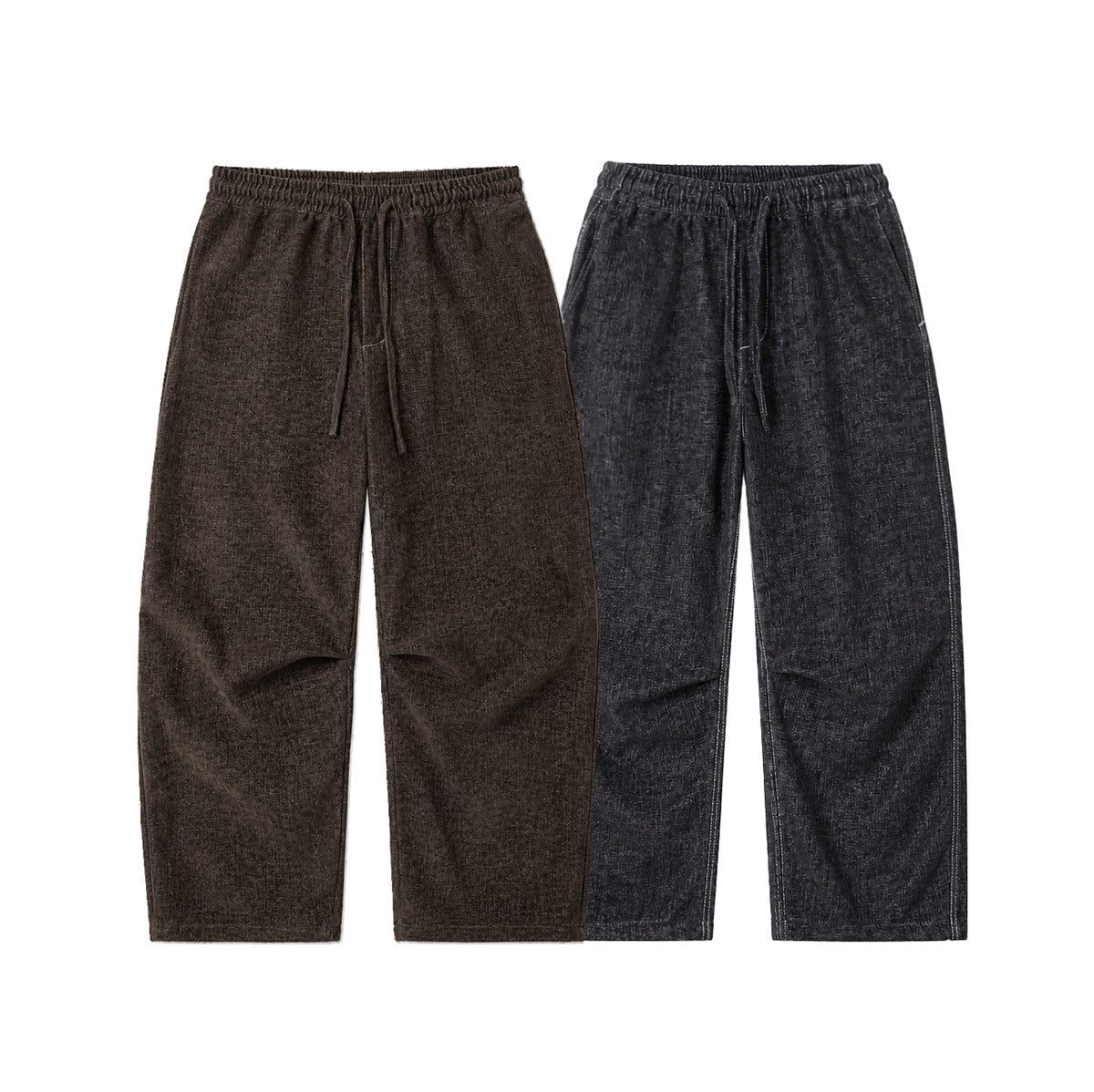 Ladies Wide Relaxed Pants in Denim Look with Elastic Waistband and Drawstring Chichicherry
