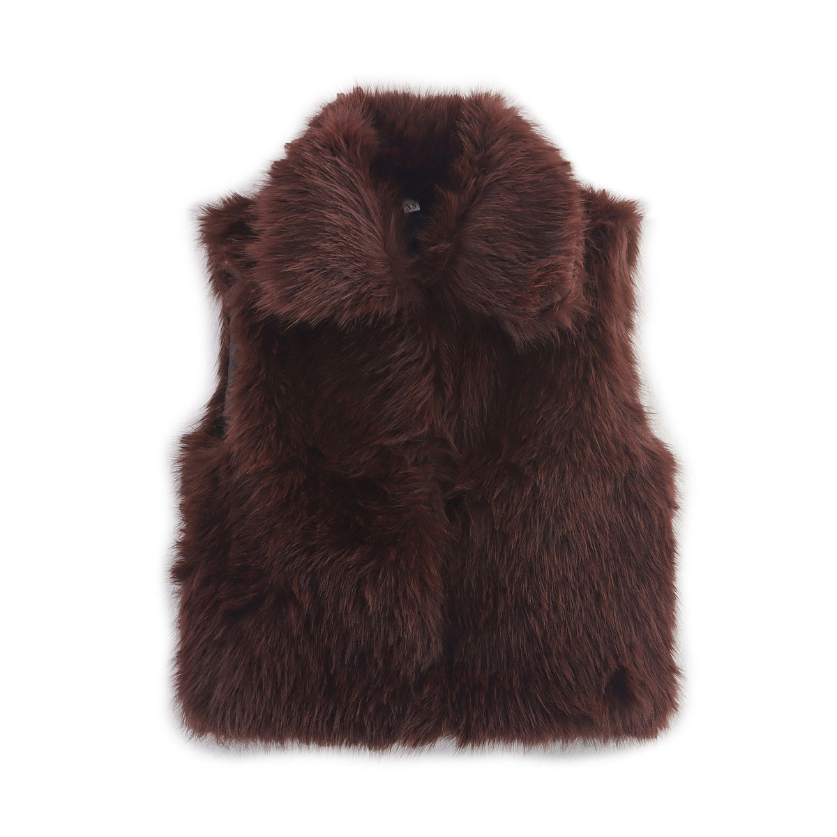 Women's Sleeveless Faux Fur Vest with Wide Shawl Collar Chichicherry