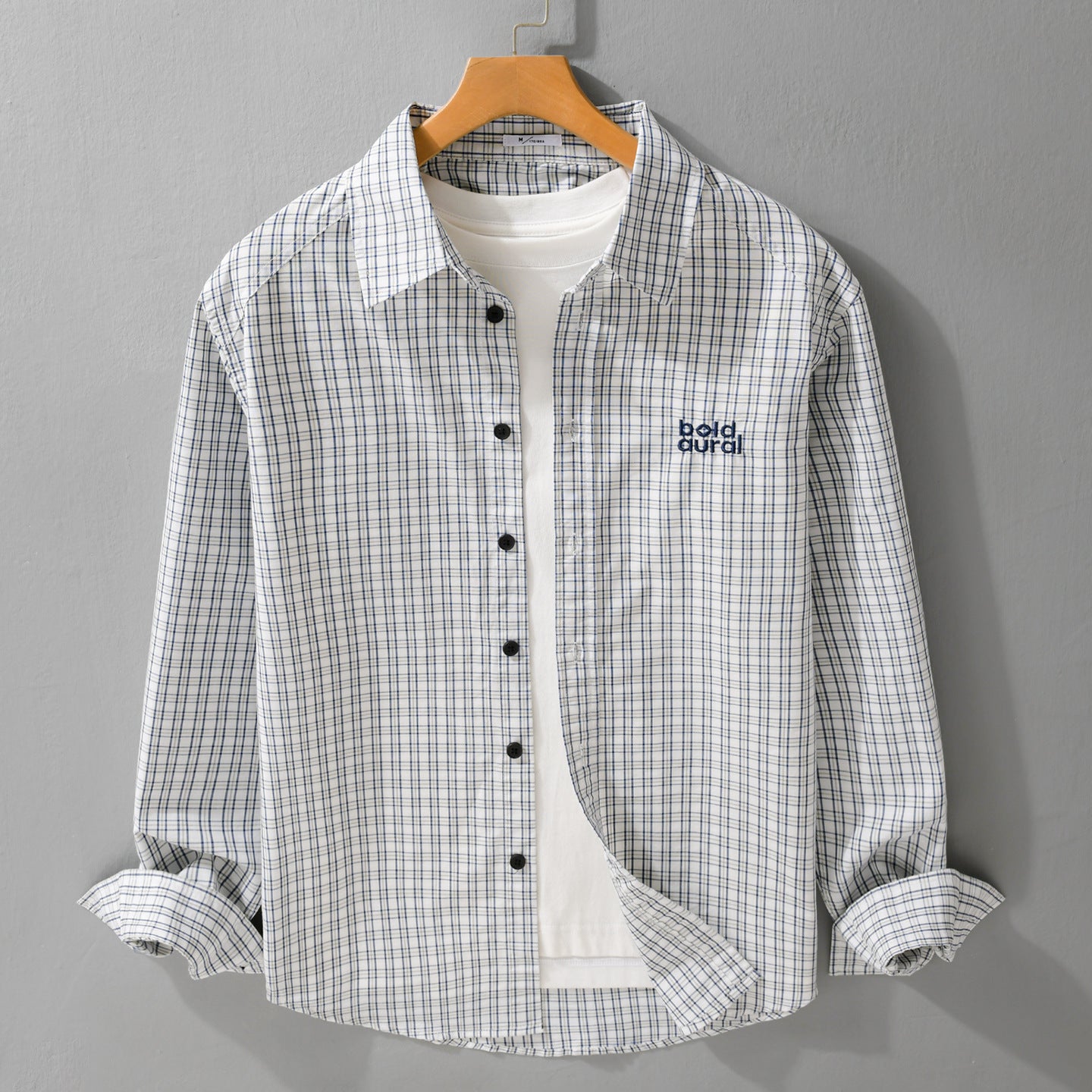 Men's cotton overshirt with fine check pattern and Kent collar Chichicherry