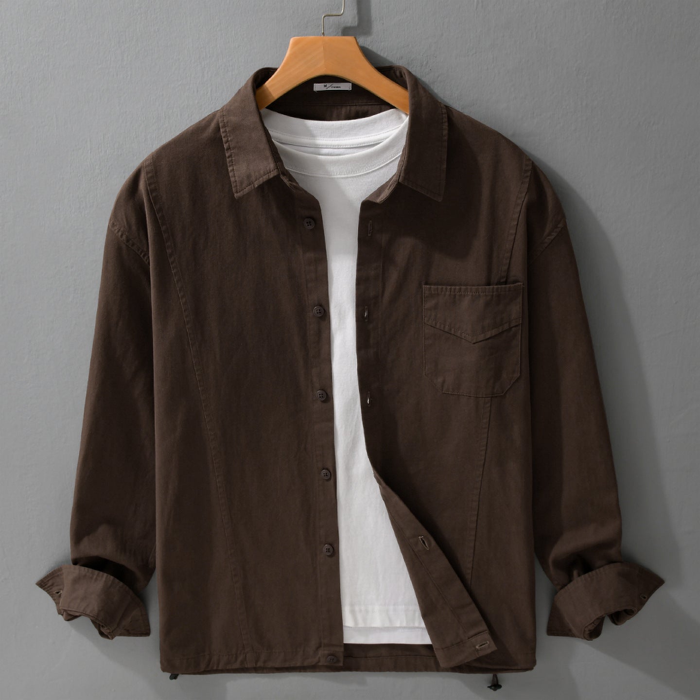Men's Lightweight Overshirt Jacket made of Cotton Blend with Sewn-On Chest Pocket Chichicherry
