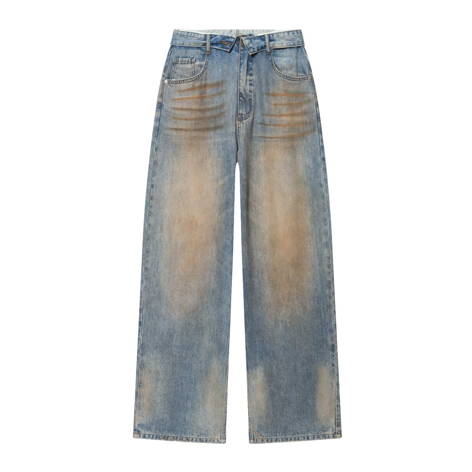Women’s high-waisted jeans with wide leg and used wash Chichicherry