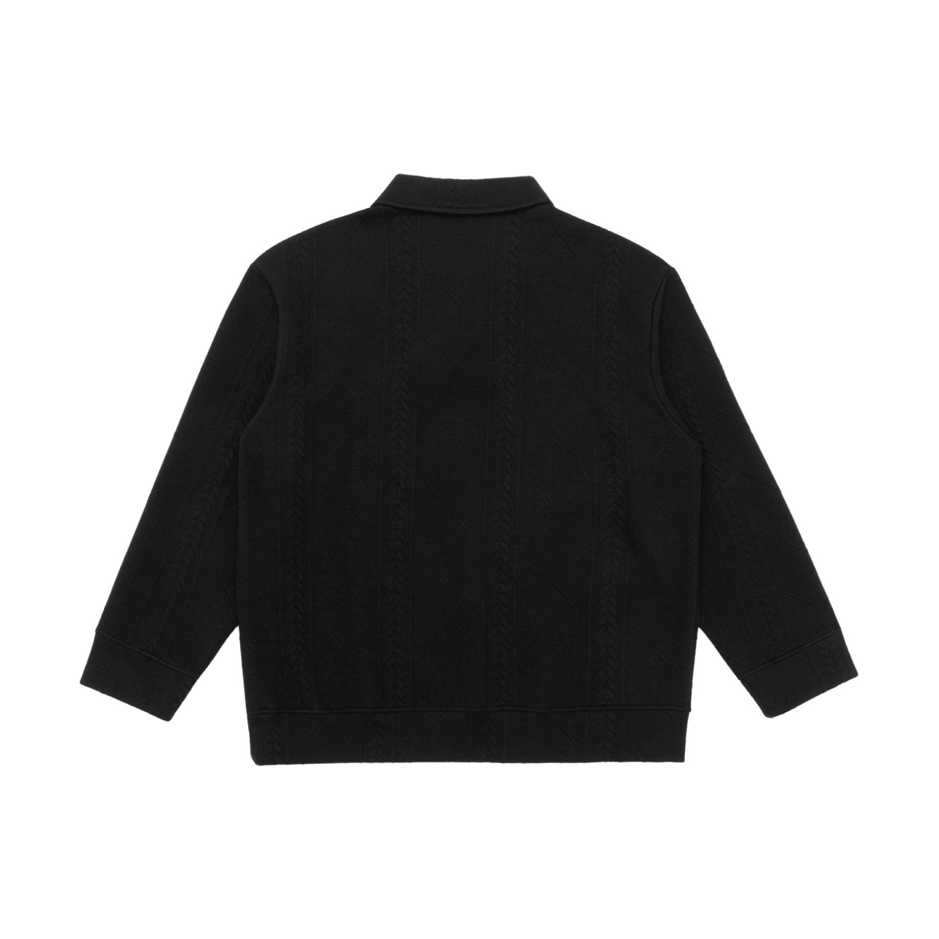 Unisex Structured Polo Sweater with Shirt Collar and Cable Knit Pattern Chichicherry
