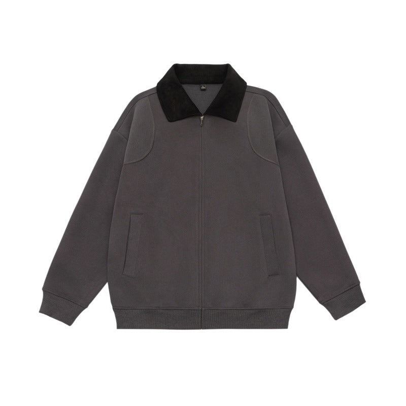 Unisex Oversized Zip Jacket with Cord Collar and Integrated Pockets Chichicherry