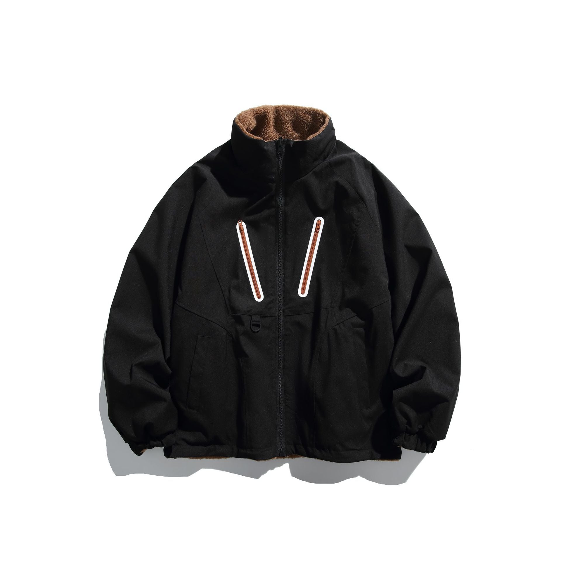 Unisex Technical Softshell Jacket with Fleece Lining and Vertical Chest Zippers Chichicherry