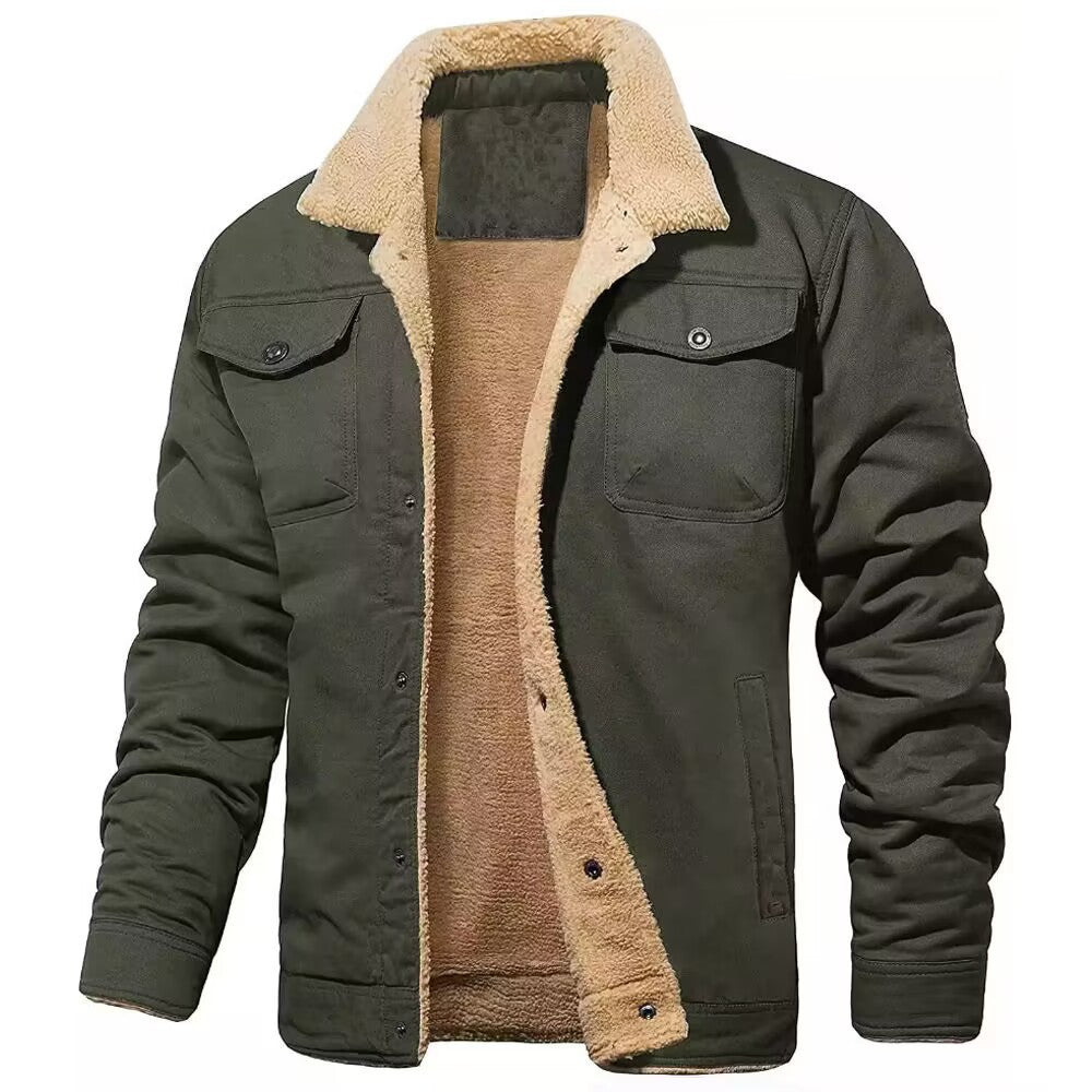 Men's robust canvas blouson with full sherpa lining and shirt collar Chichicherry