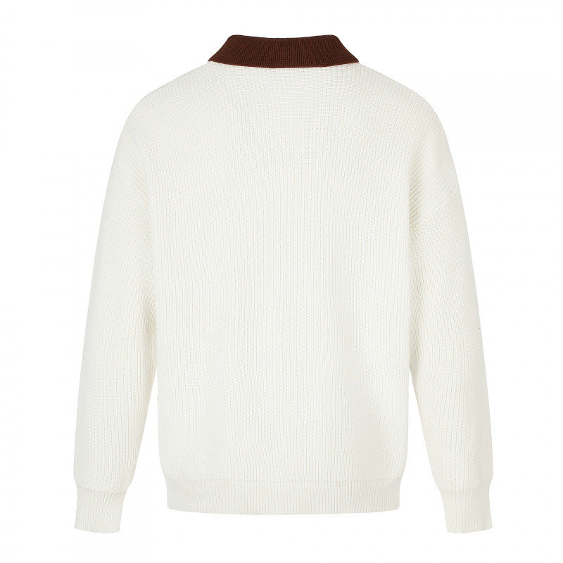 Men's fine knit polo with Henley placket and contrasting polo collar Chichicherry