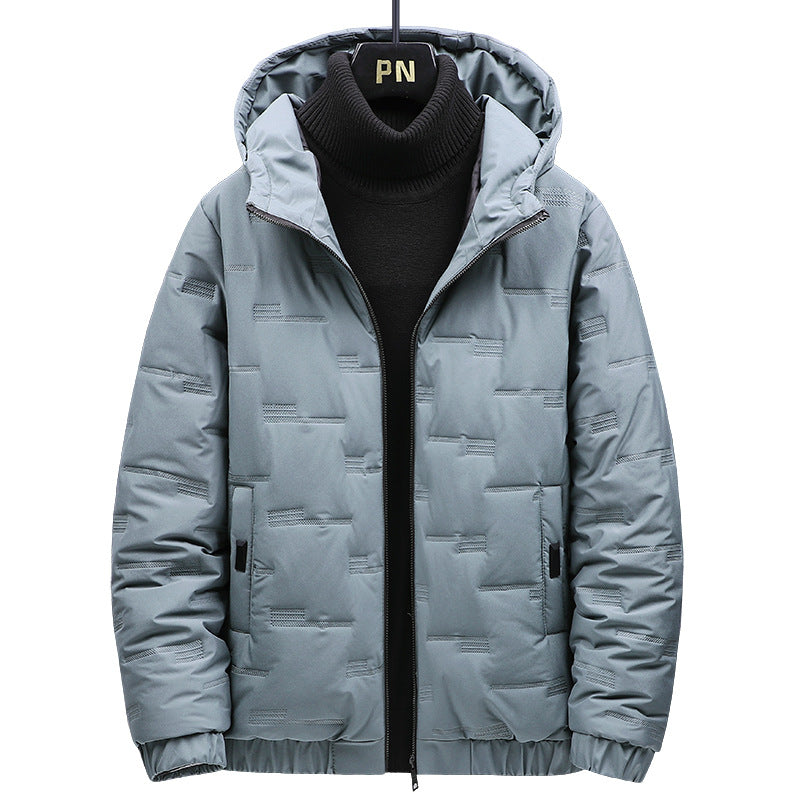 Men's Padded Quilted Jacket with Hood and Geometric Quilting Chichicherry