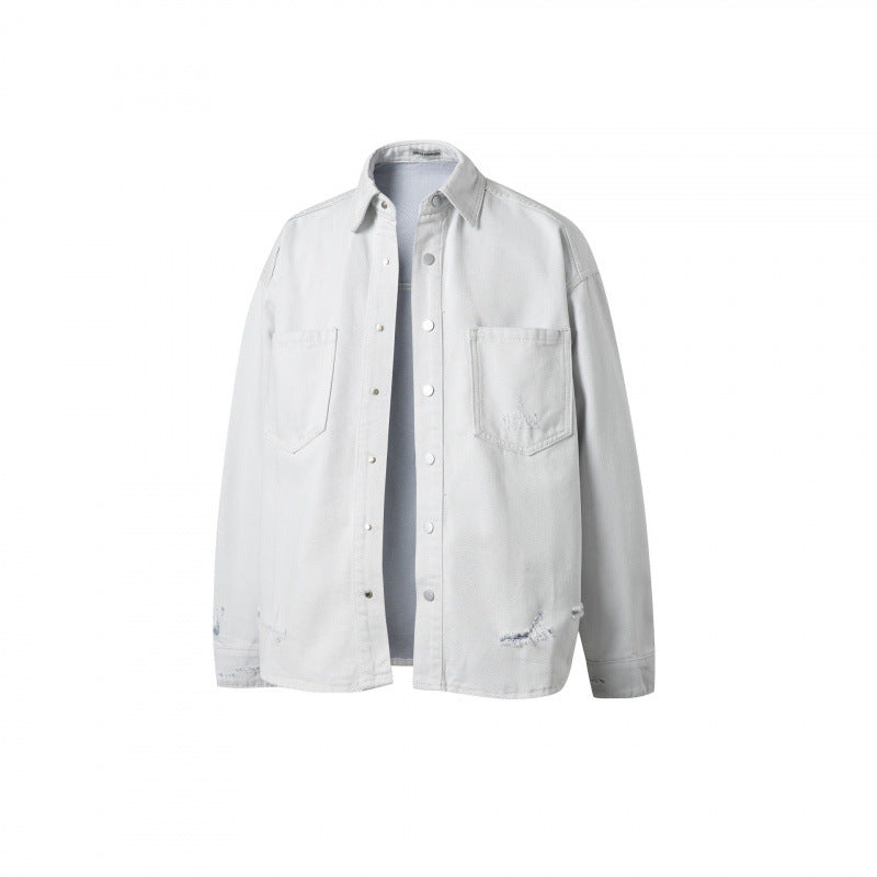 Unisex Oversize Denim Shirt Jacket in Vintage Look Chichicherry