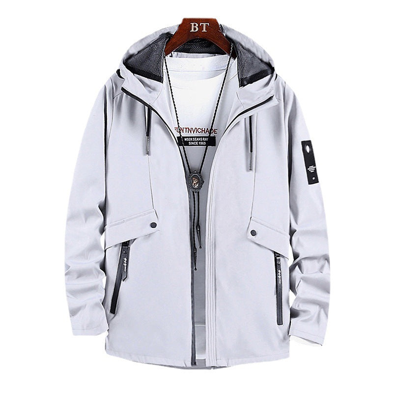 Men's wind and water-resistant softshell field jacket with mesh hood lining and concealed zip pockets Chichicherry