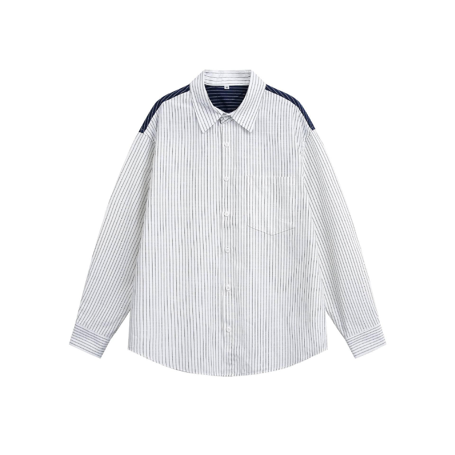 Unisex Oversized shirt with pinstripes and contrasting shoulder yoke Chichicherry