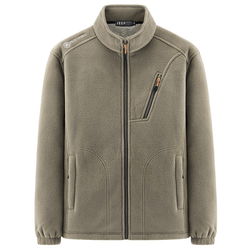 Men's thermal fleece jacket with Sherpa lining, stand-up collar and zippered pockets Chichicherry