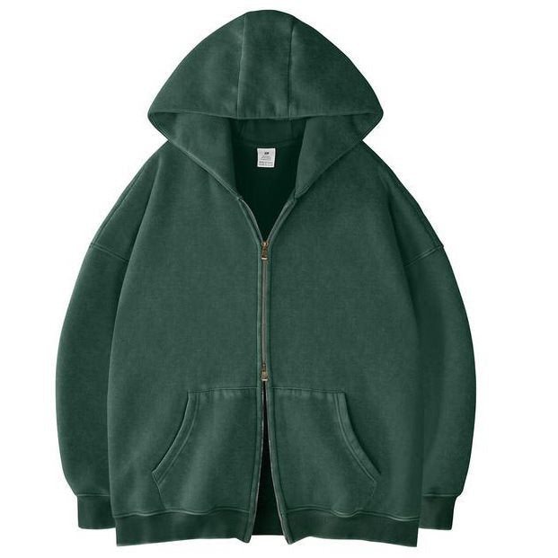 Unisex Oversized Hoodie Jacket with Double Zipper and Kangaroo Pockets Chichicherry