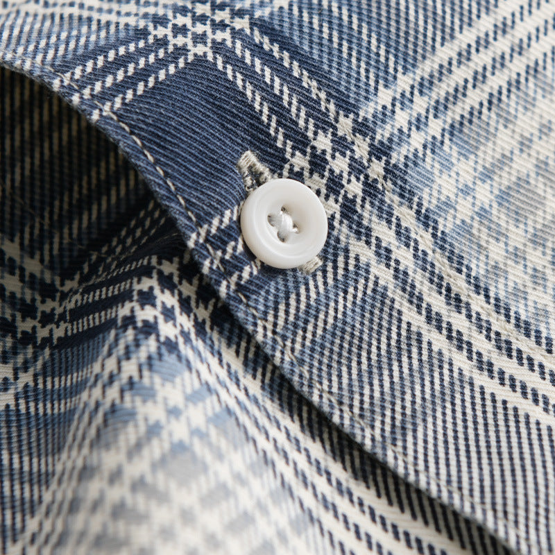 Men's Checked Cotton Overshirt in Casual Layering Style with Flap Pockets Chichicherry