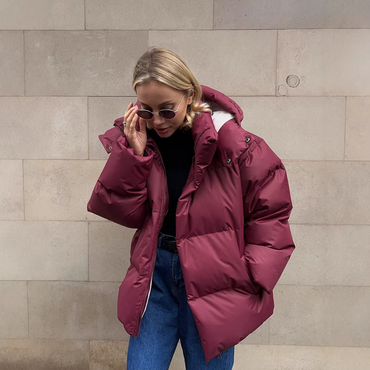 Women's quilted down jacket with high collar Chichicherry