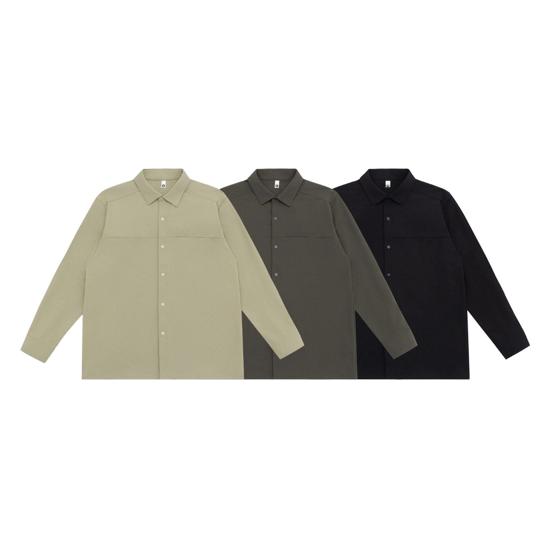 Unisex Longline Shirt Jacket in Boxy Cut made of heavy sweat quality with concealed snap button placket Chichicherry