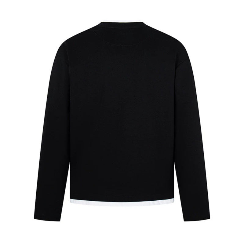 Men's Long-Sleeve Henley Layer Shirt with Contrasting Inner Collar and Modern Regular Fit Chichicherry