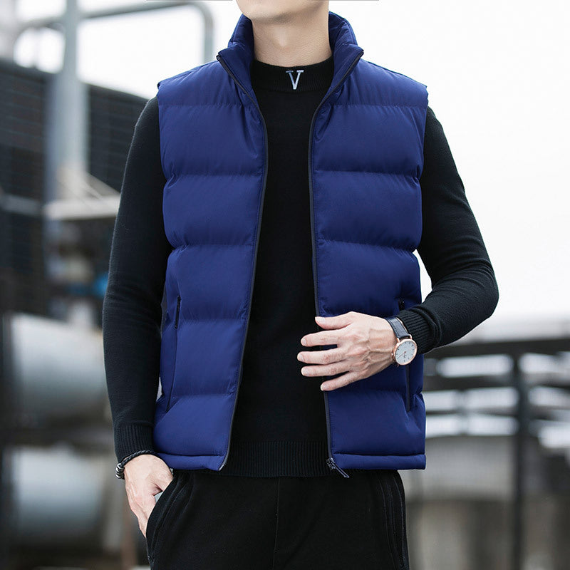 Men's padded quilted thermal vest with stand-up collar, side zip pockets & windproof exterior Chichicherry