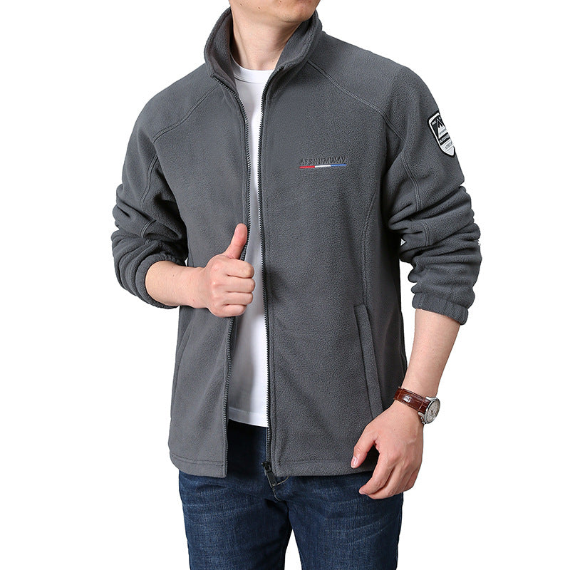 Men's fleece outdoor jacket with stand-up collar and full zip Chichicherry