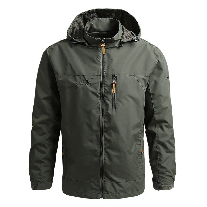 Men's lightweight breathable softshell field jacket with adjustable hood and chest zipper Chichicherry
