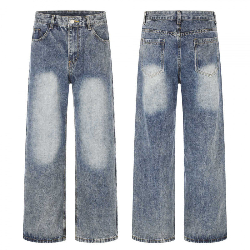 Ladies high waist wide jeans in wide leg cut with used effect and light knee bleaching Chichicherry