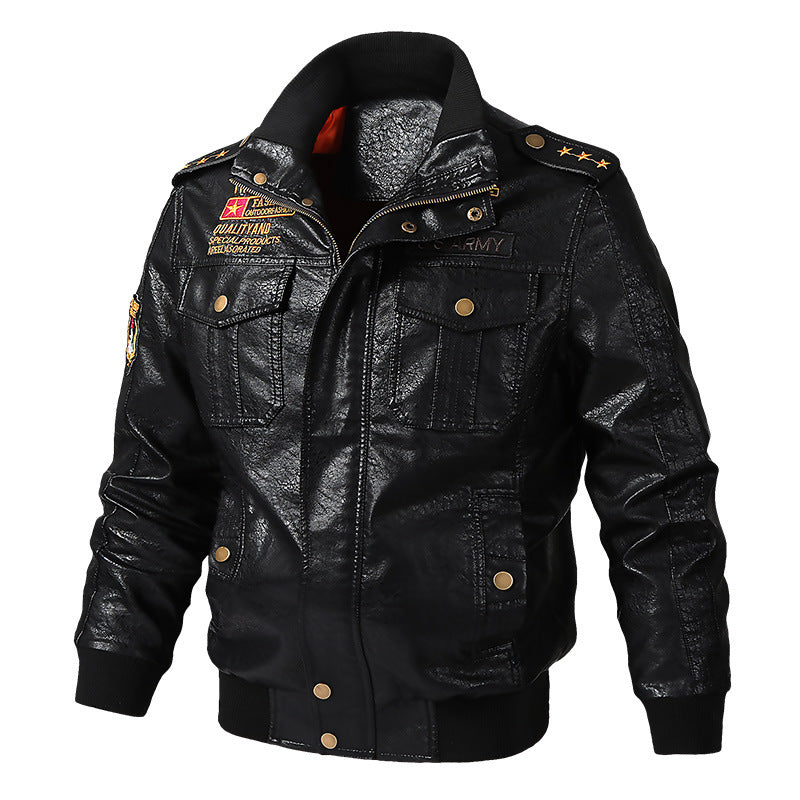 Men's military-inspired aviator bomber jacket with shoulder epaulettes and flap pockets Chichicherry