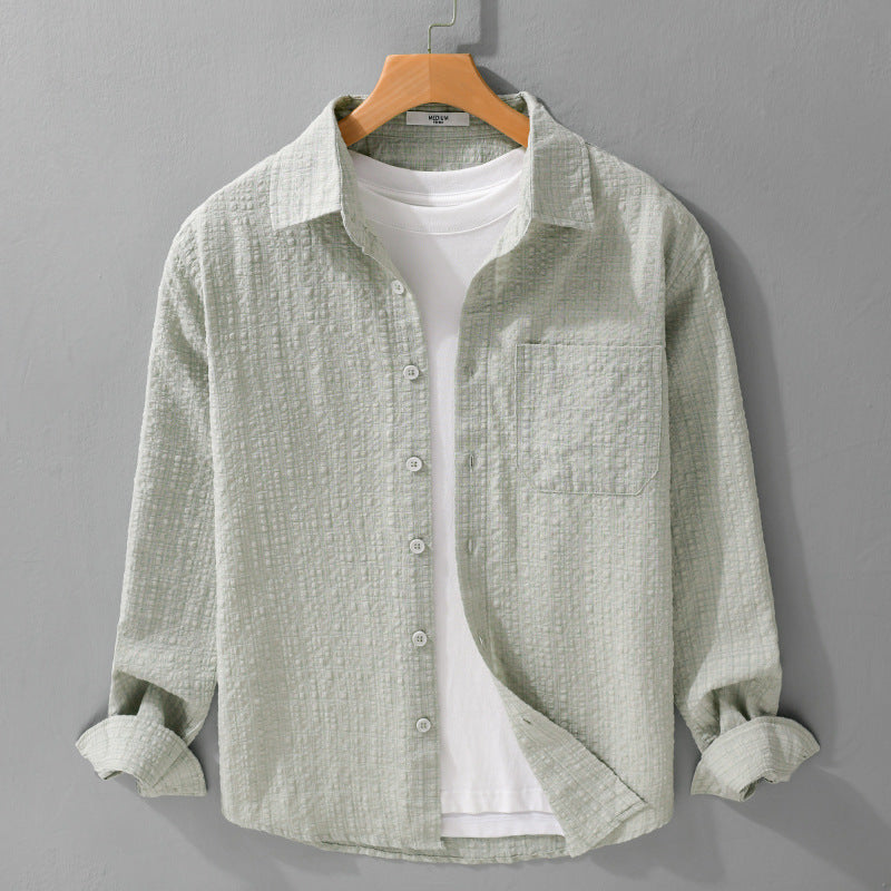 Men's cotton structured shirt in layering look with chest pocket and Kent collar Chichicherry