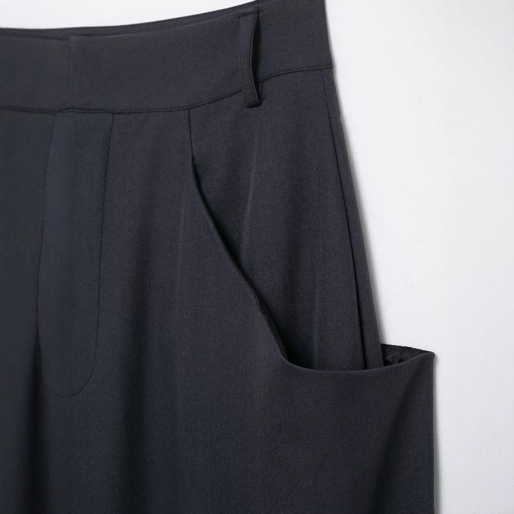 Women Wide Culotte Pants with High Waist and Large Patch Pockets Chichicherry