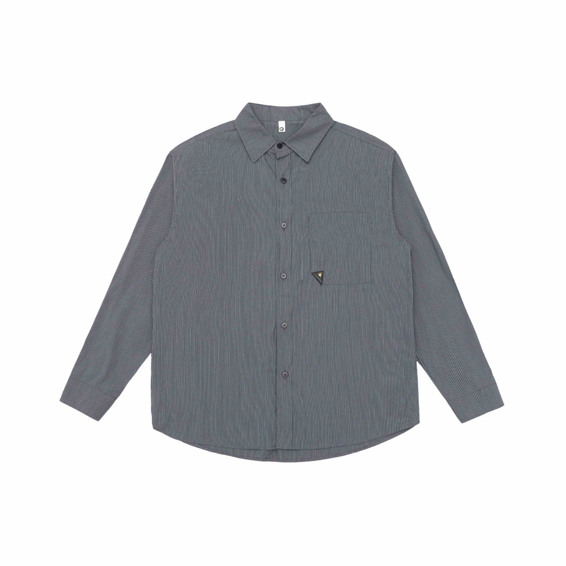 Men's Loose Striped Cotton Shirt with Chest Pocket and Kent Collar Chichicherry