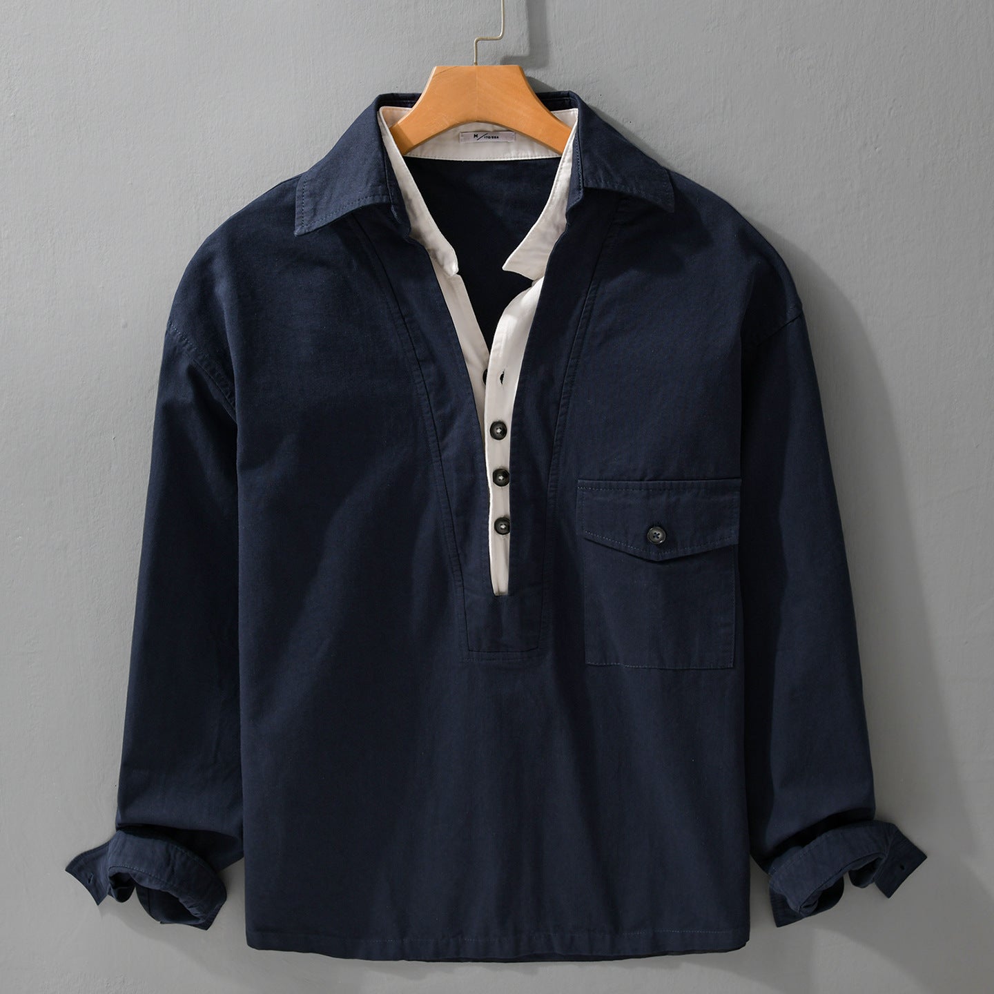 Men's overshirt with half-button placket and patch chest pocket Chichicherry