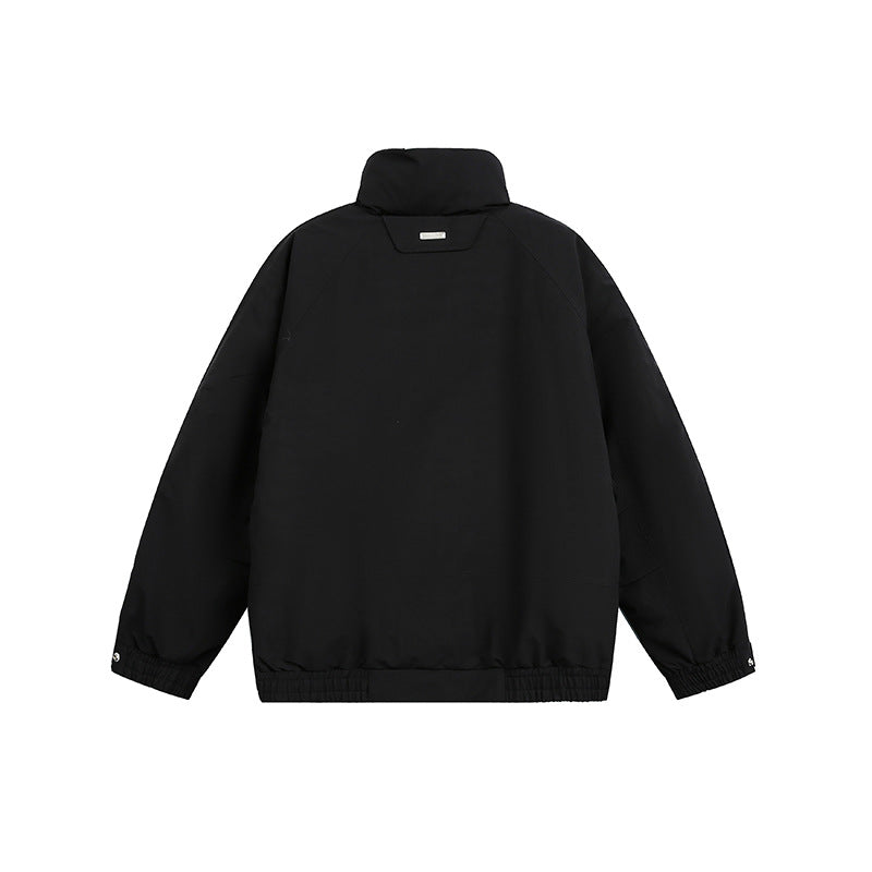 Unisex Oversize Blouson Jacket with Stand-Up Collar and Quilted Inner Lining Chichicherry