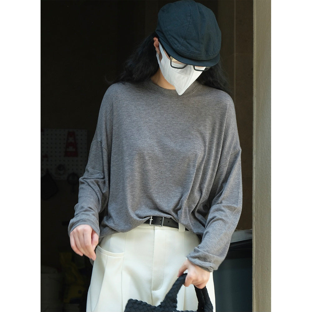 Women Oversized Fine Knit Long Sleeve with Round Neckline Chichicherry
