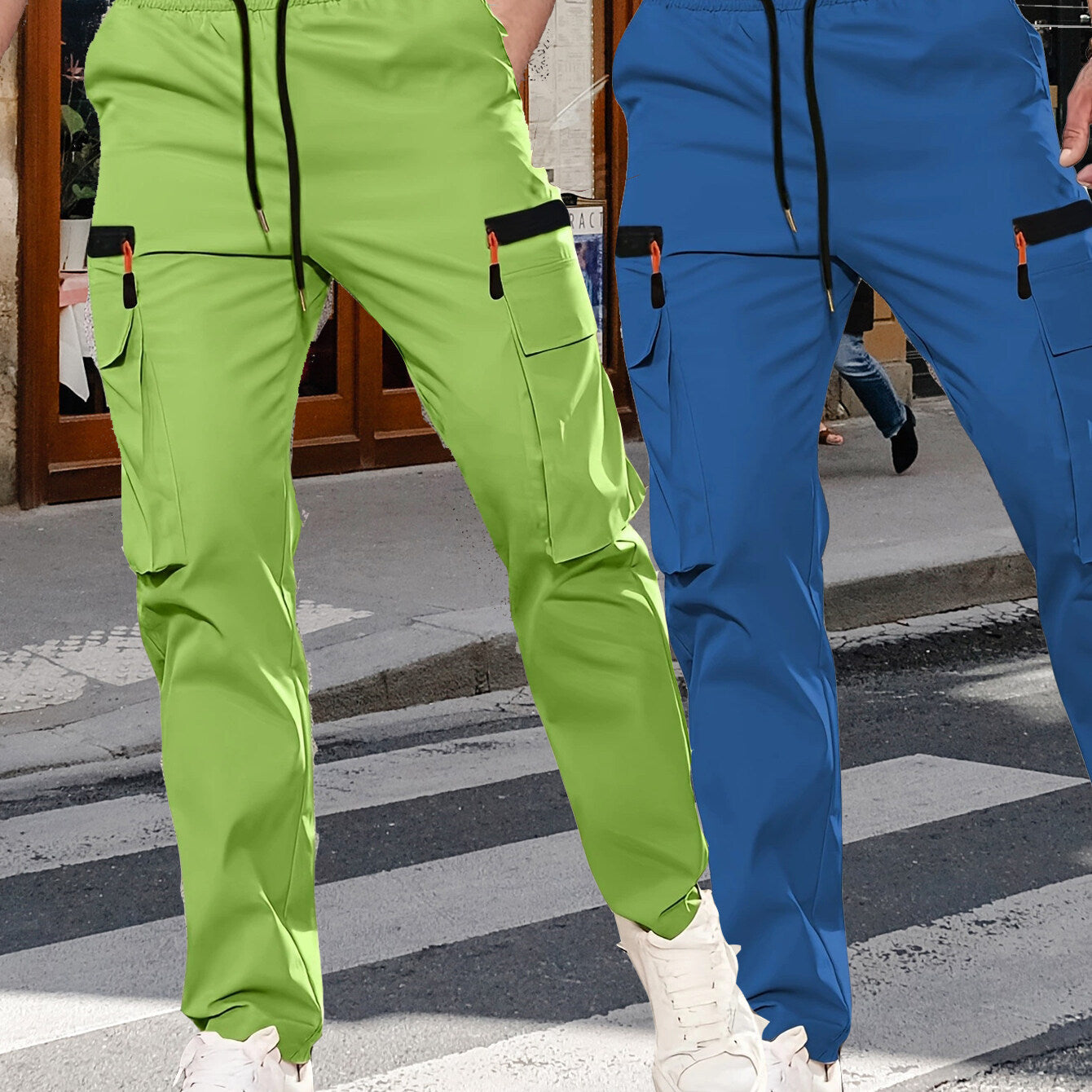 Men's utility cargo jogger pants with elastic waistband and multifunctional pockets Chichicherry