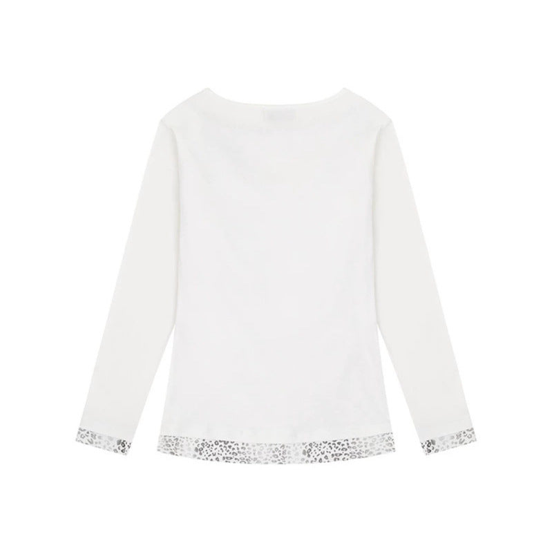 Women's Figure-Flattering Long Sleeve Shirt with Waterfall Draping and Animal Inside Lining Chichicherry