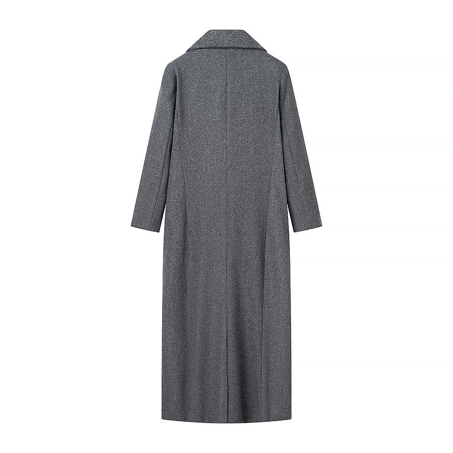 Women's Tailored Longline Cape Coat made of Wool Blend with Overlapping Cape Detail Chichicherry