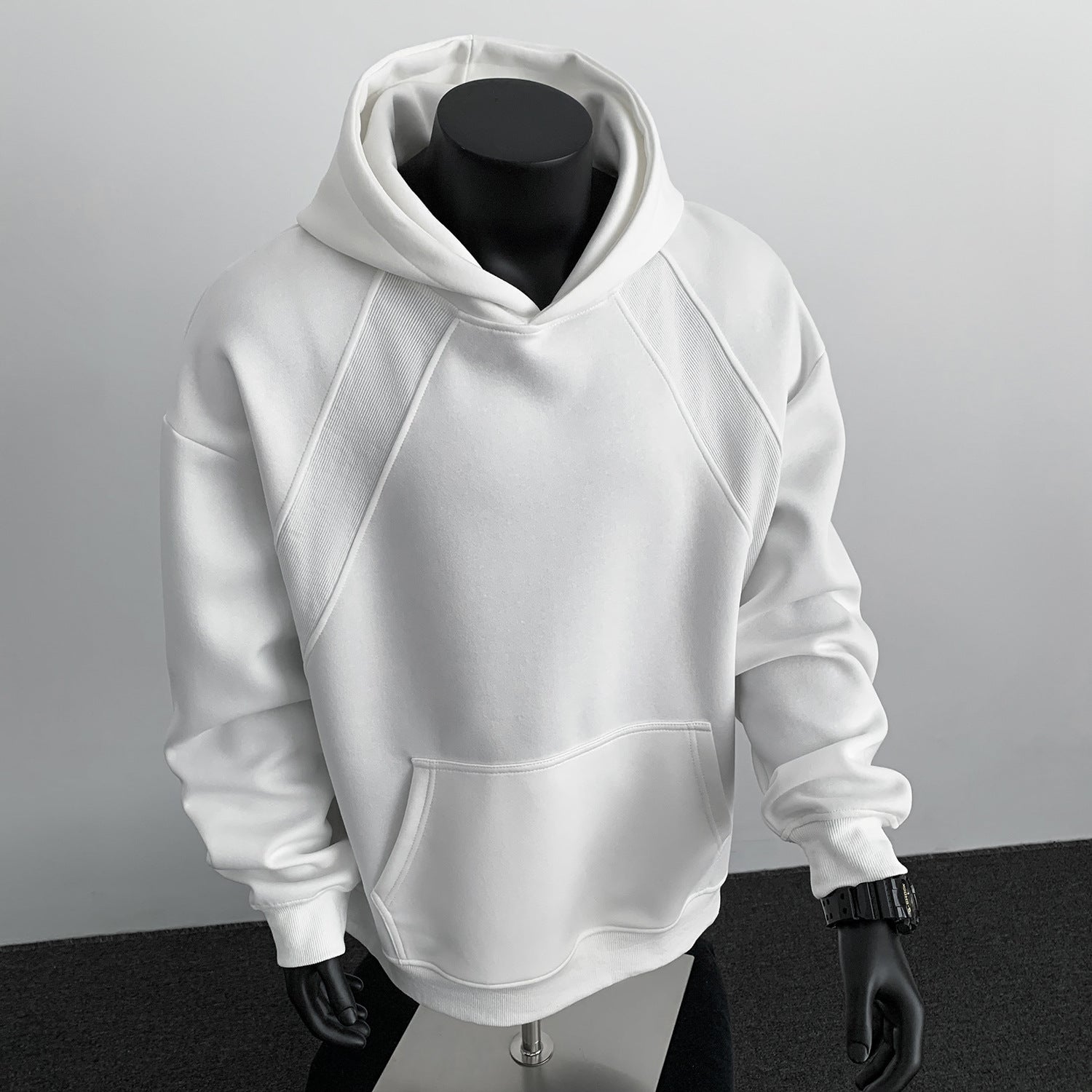 Men's Oversize Hoodie with Diagonal Insert and Kangaroo Pocket Chichicherry