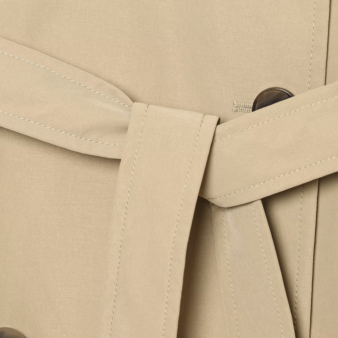 Women Double-breasted Trench Coat with Removable Cape Sleeves and Waist Belt Chichicherry