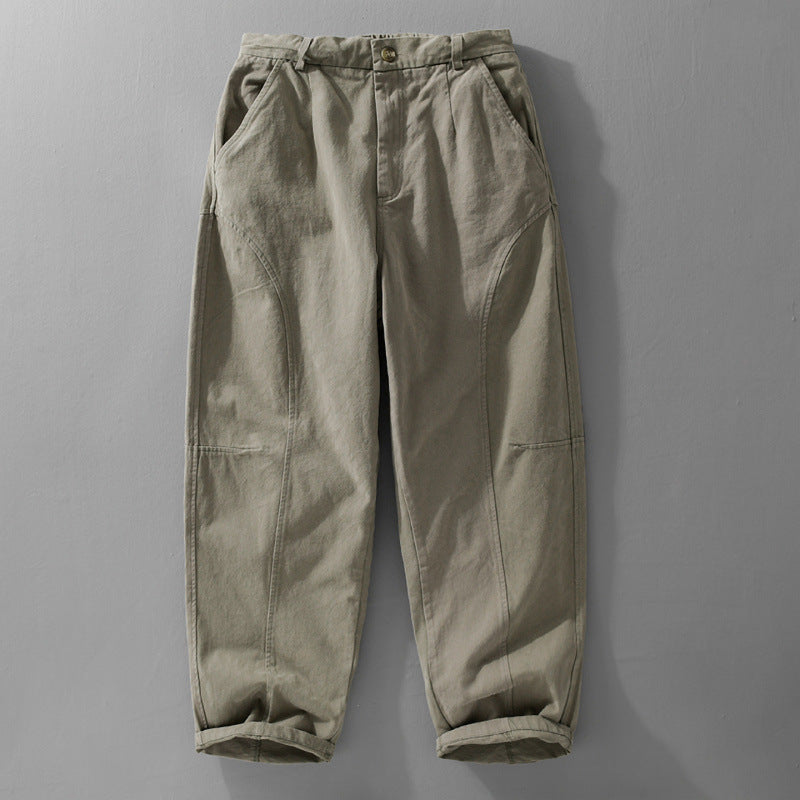 Men's Loose Utility-Style Cargo Pants with Reinforced Knee Panels and Tapered Leg Chichicherry