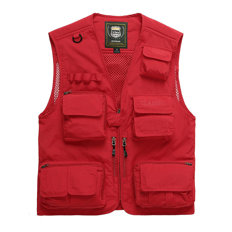 Men's multifunctional utility vest with numerous pockets and mesh back Chichicherry