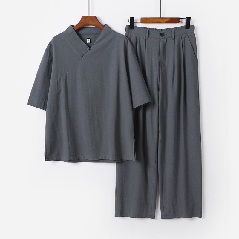 Unisex Locker fitting lounge set in kimono style with three-quarter sleeves and elastic waistband trousers Chichicherry