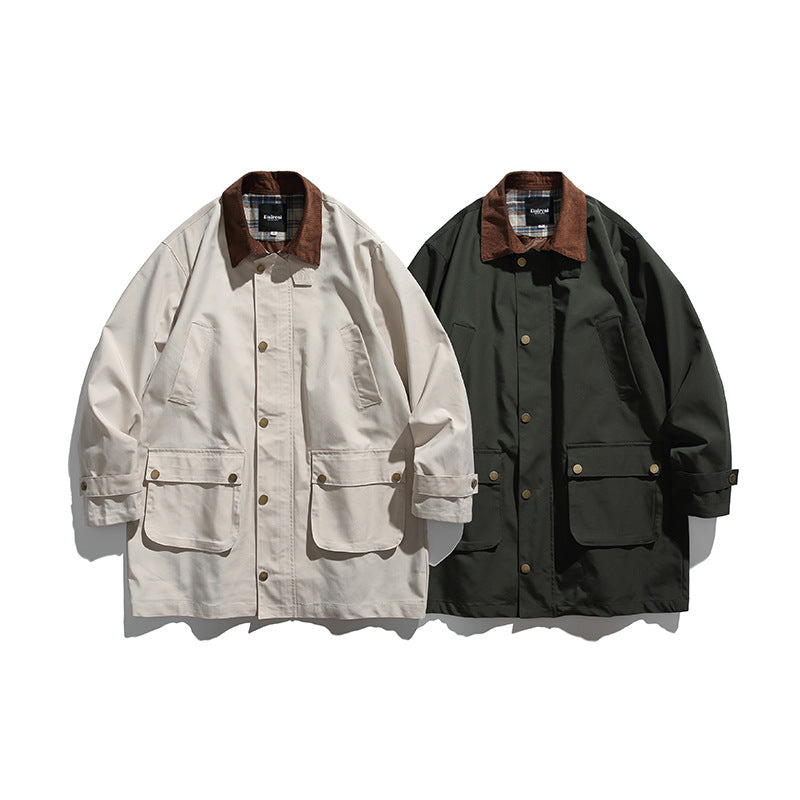 Men's Waxed Coated Outdoor Coat with Cord Collar Chichicherry