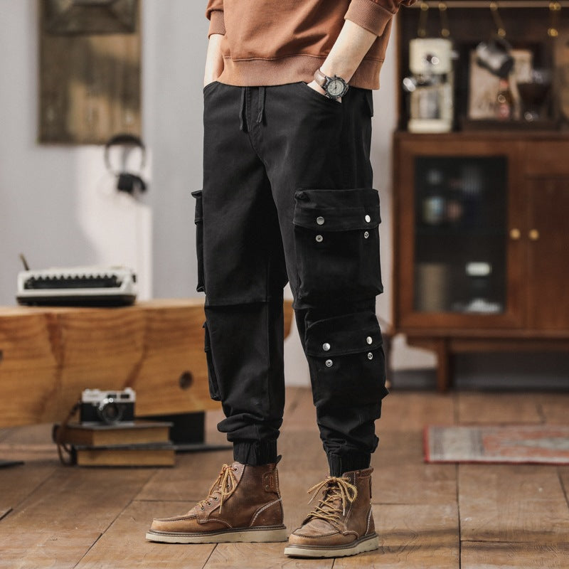 Men's cargo pants with multifunctional flap pockets and elastic hem Chichicherry